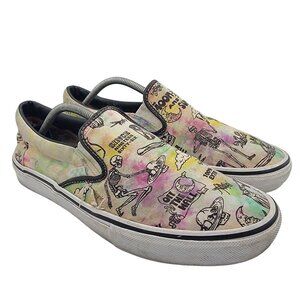 Vans Shroom Doom Mens 11.5 Skate Slip On Shoes Skulls Casual Trippy Comfort